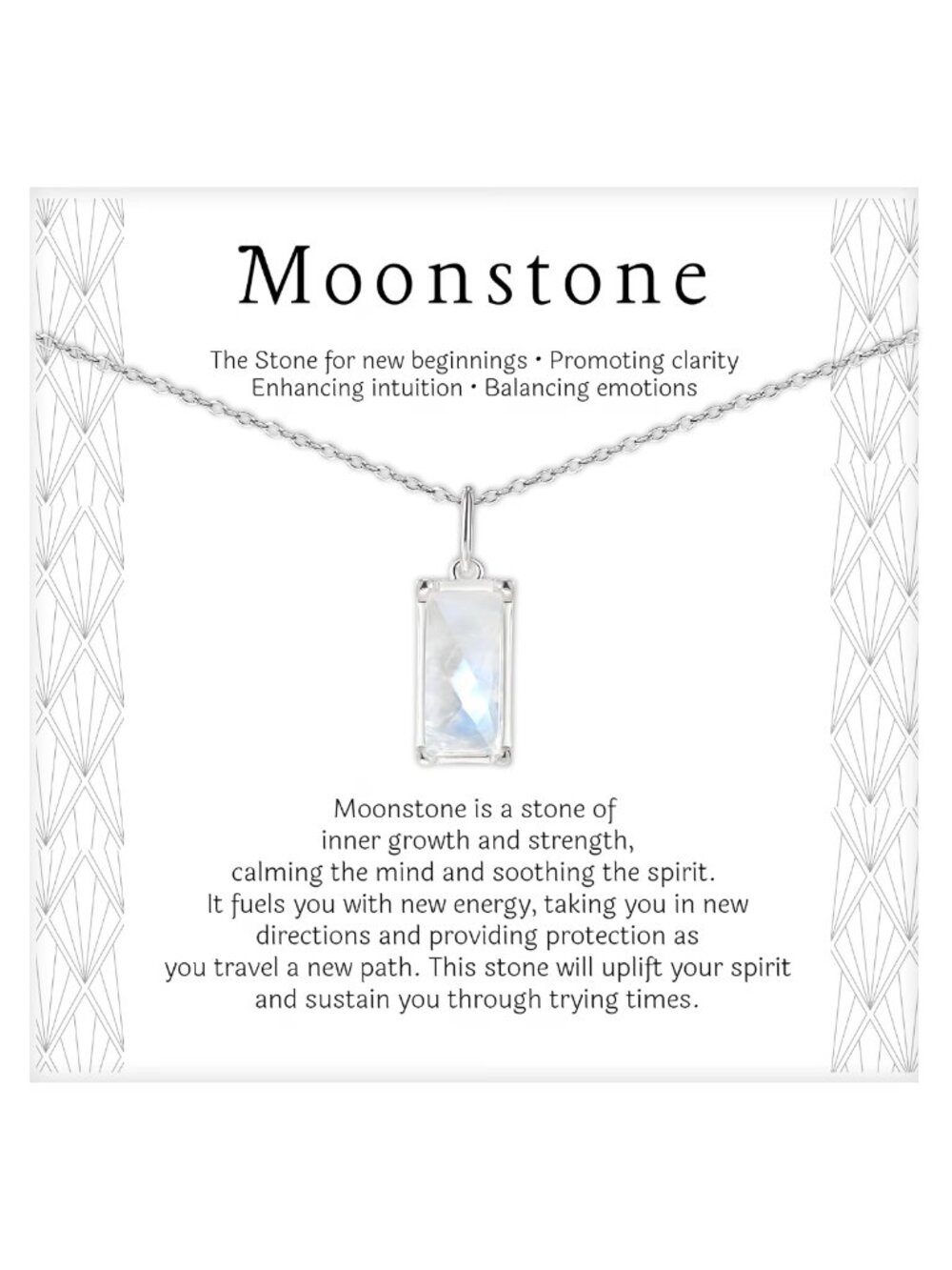 Moonstone Pendant Necklace Sterling Silver 18in Adjustable Cable Chain